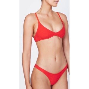 Triangl Red Textured Bikini Set
